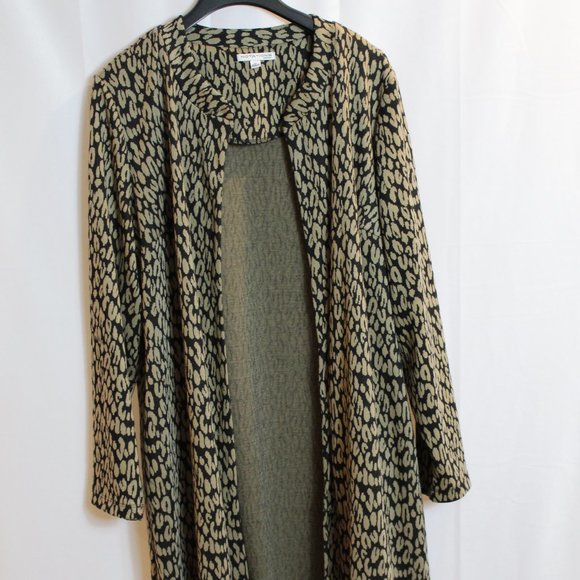 Notations Black and Tan Duster Cardigan Size 1X - Picture 1 of 4